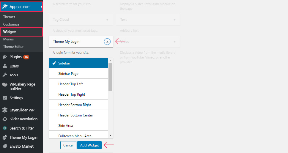 Theme My Login Add Widget