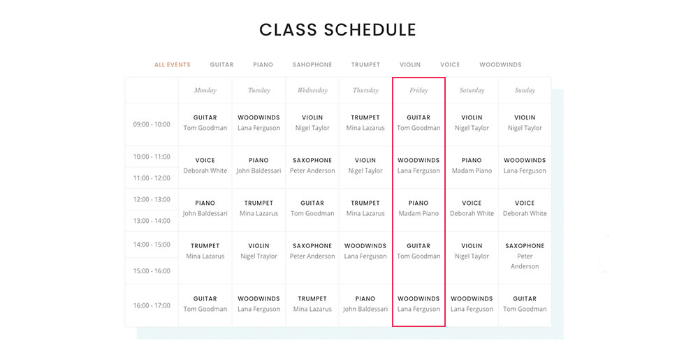 Timetable Column