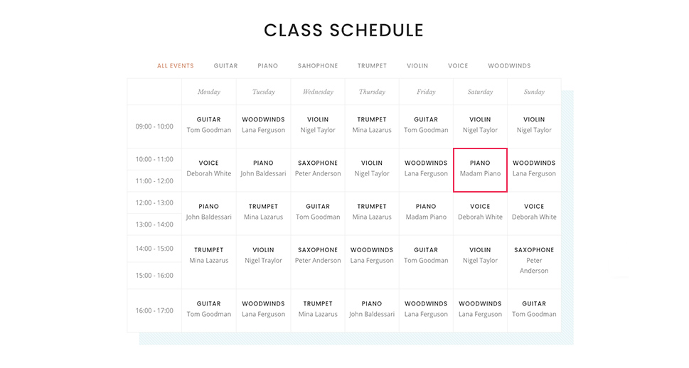 Timetable Events