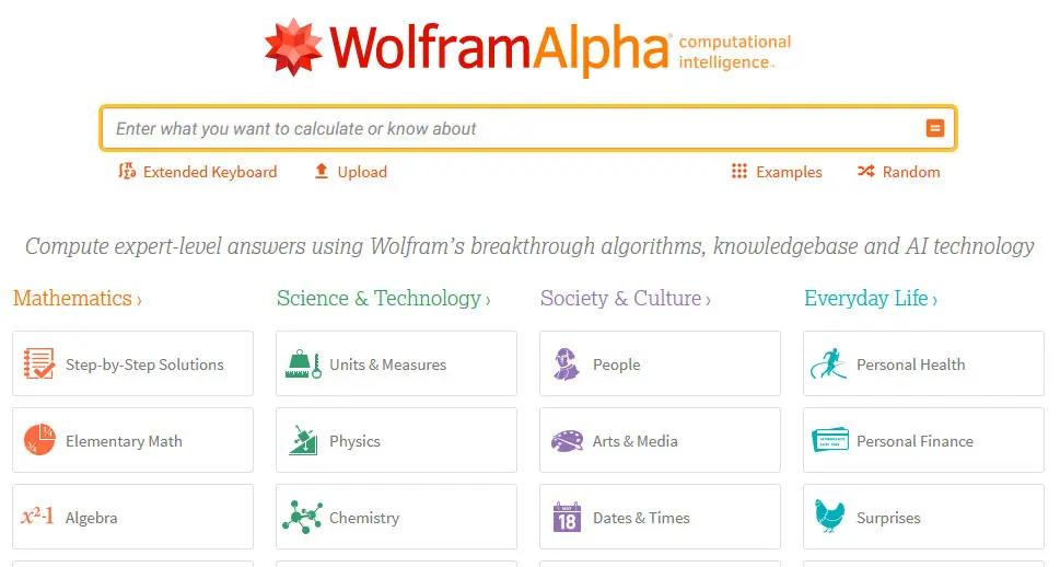 WolframAlpha Search