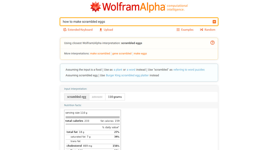 WolframAlpha Searches