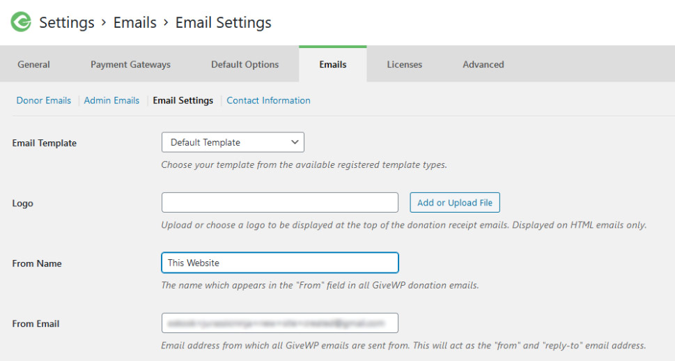 Choose the email template