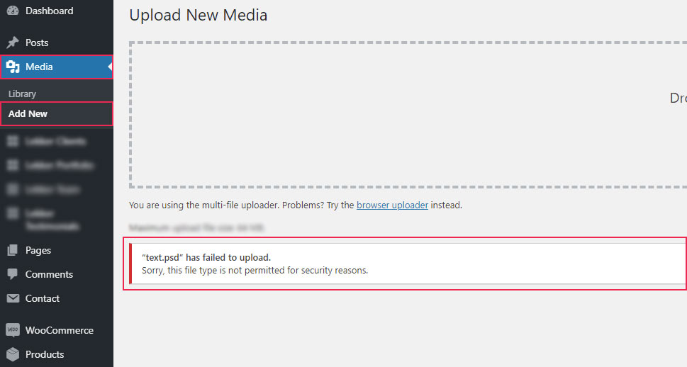 Allowing additional upload file types