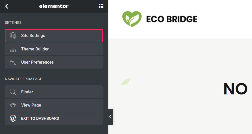 Elementor Site Settings