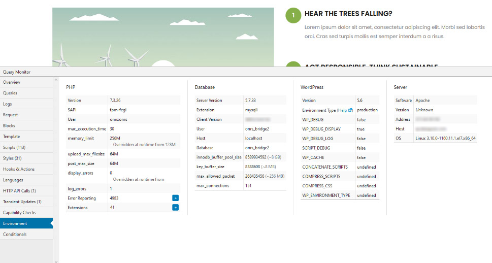 Environment panel