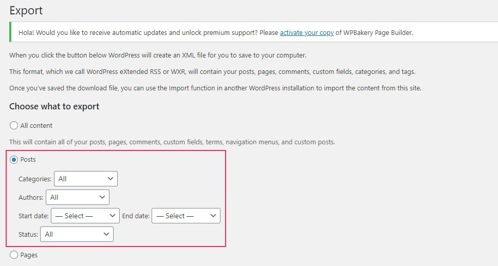 Export Posts