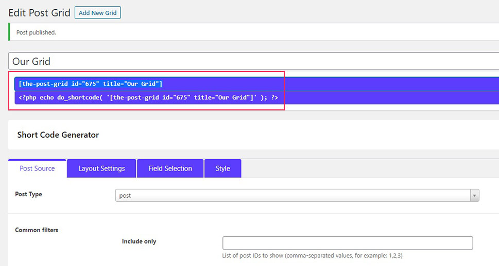 Grid Shortcode