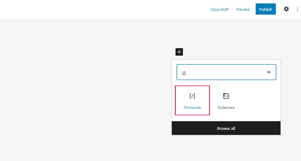 Gutenberg Shortcode Block