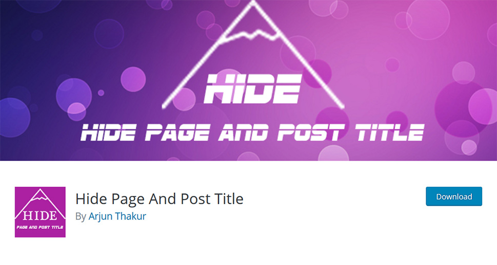 Hide Page And Post Title