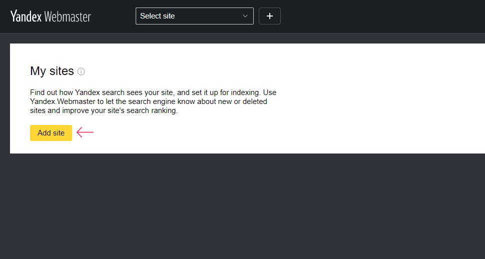 Yandex Add Site