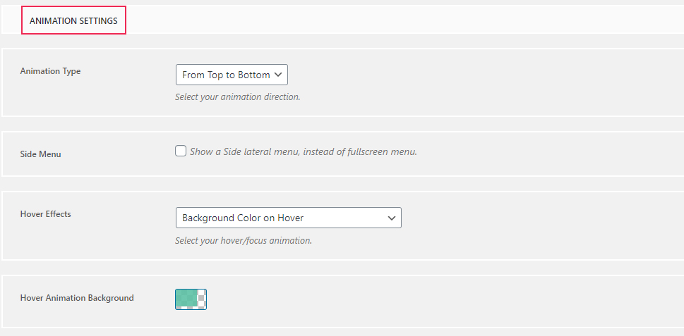 Animation Settings