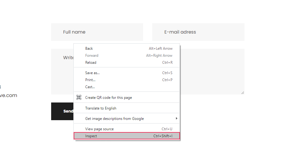 Contact Form Inspect