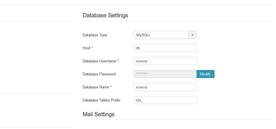 Database Settings