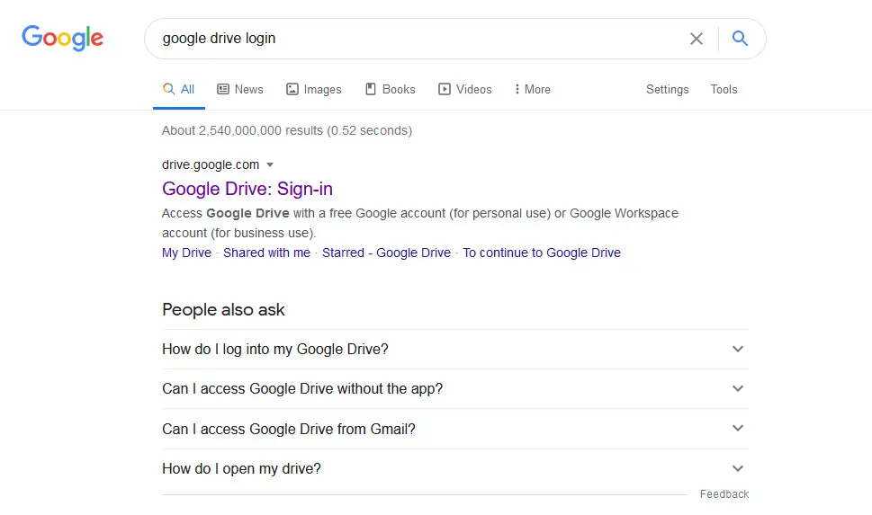 Google Drive Login