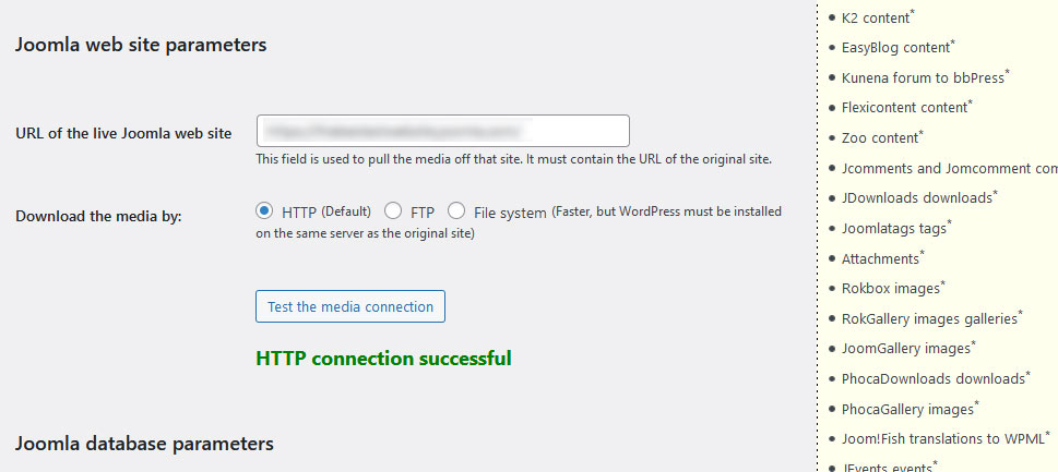 Joomla Web Site Parameters