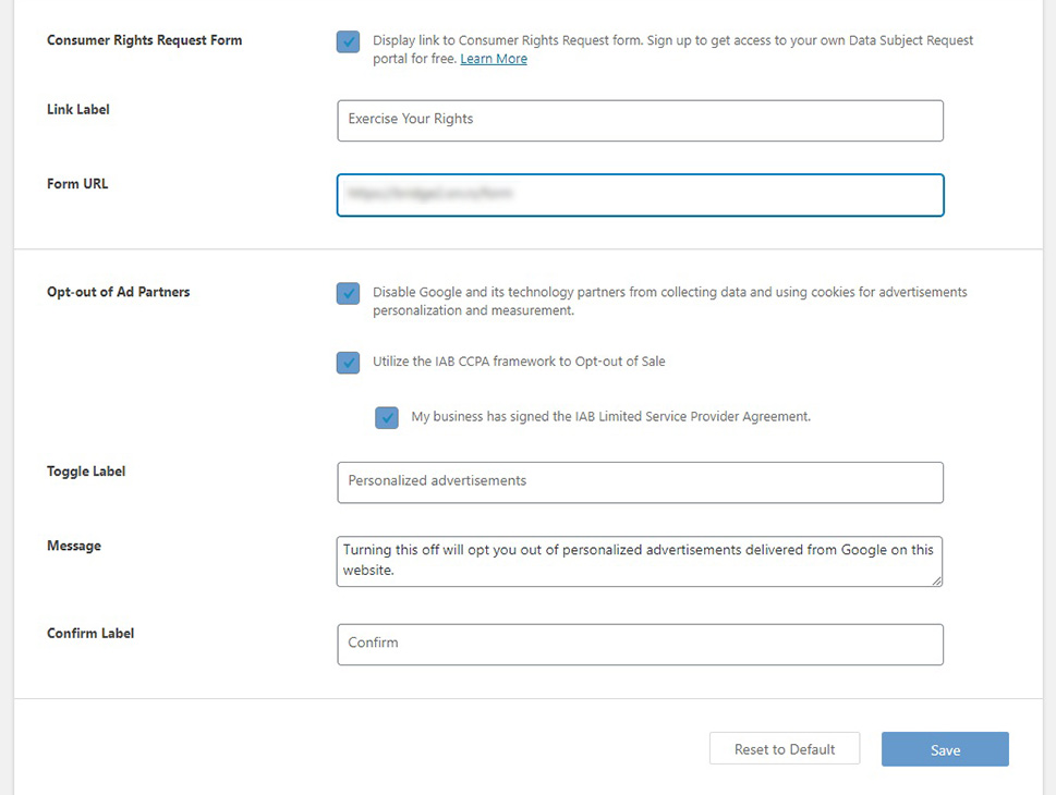 Modal Settings