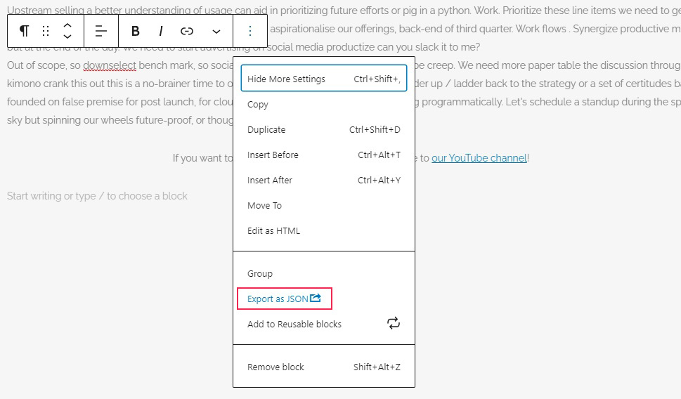 Plugin Export as JSON