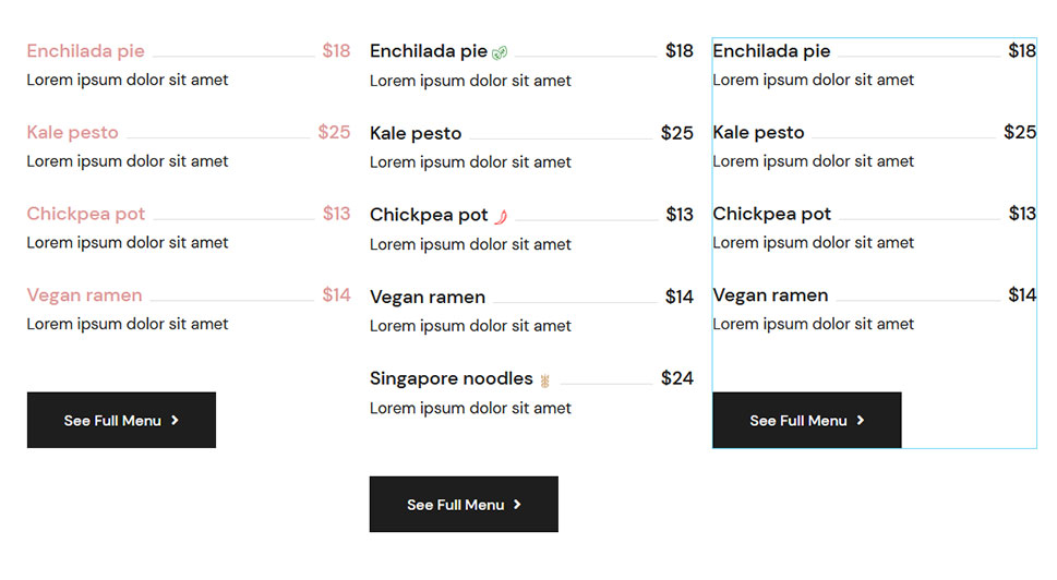 Price List 3 Columns Edit