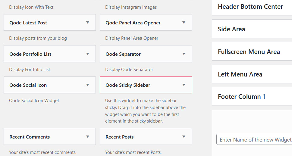 Qode Sticky Sidebar Widget