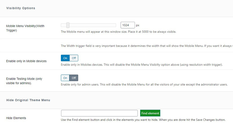 Visibility Options