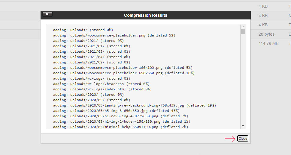 cPanel Compression Results