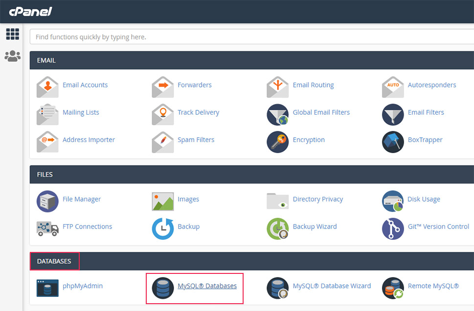 cPanel Databases