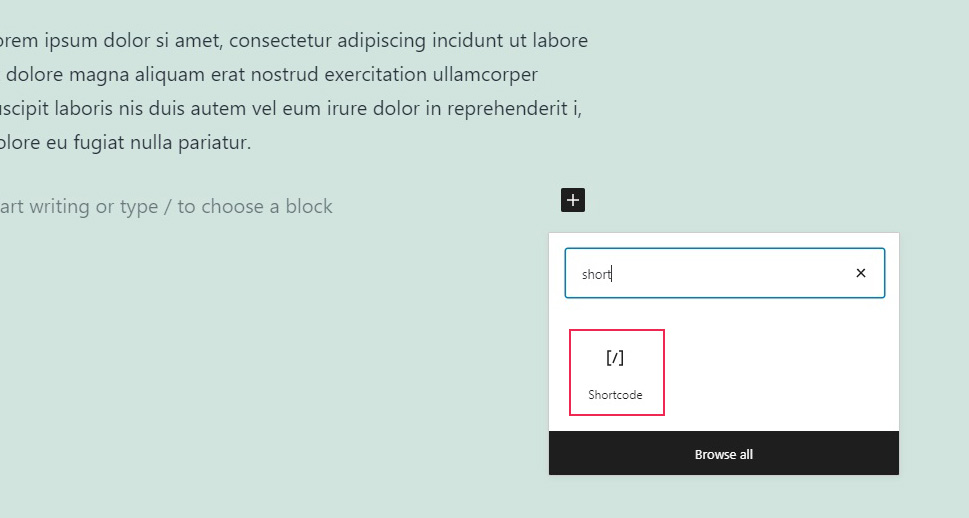 Add Shortcode Block