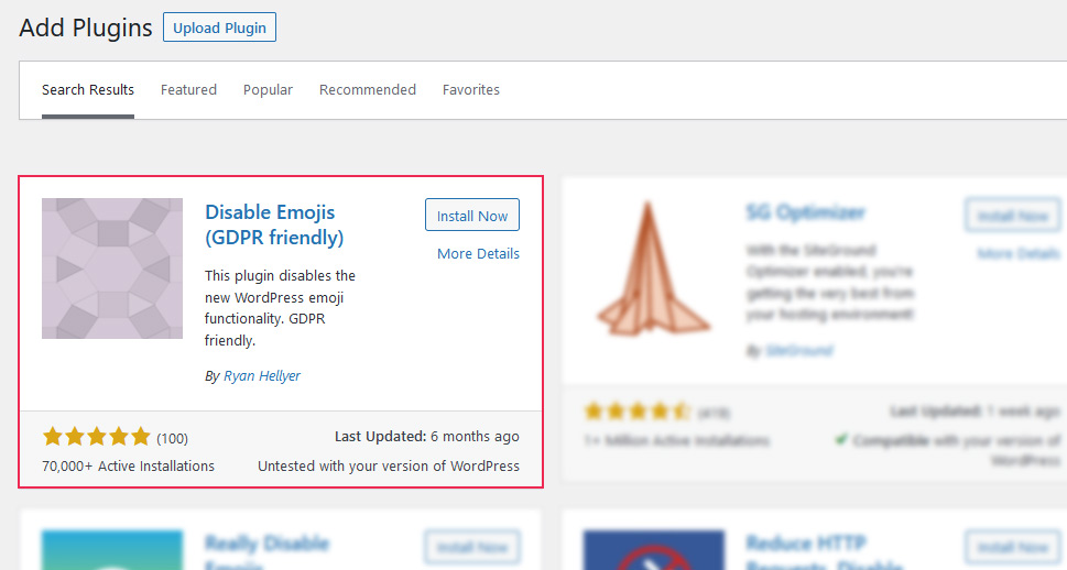 Disable Emoji Add Plugin