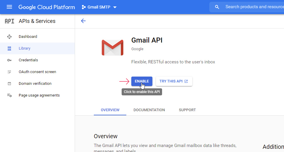 Gmail API Enable