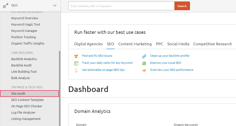 SEMRush Site Audit