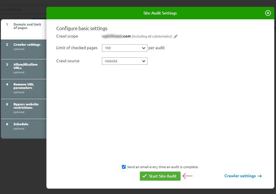 Start Site Audit