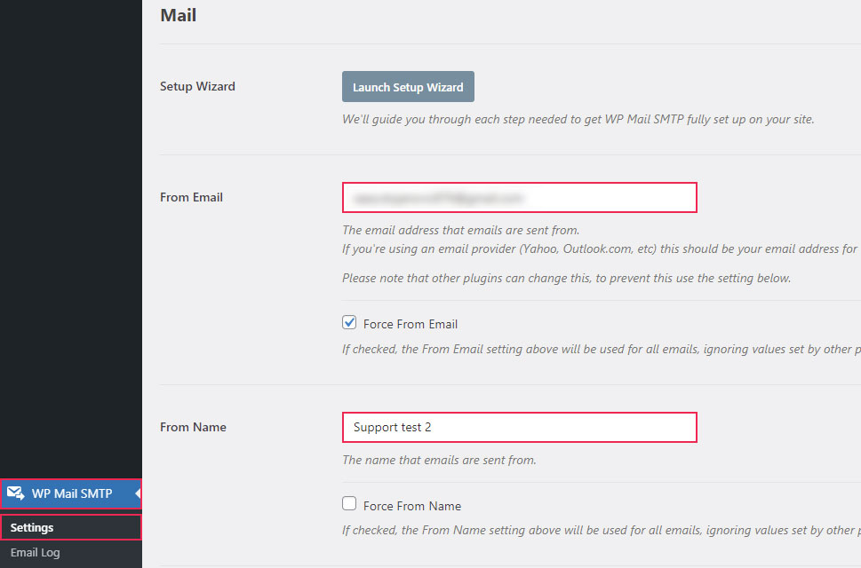 WP Mail SMTP Settings