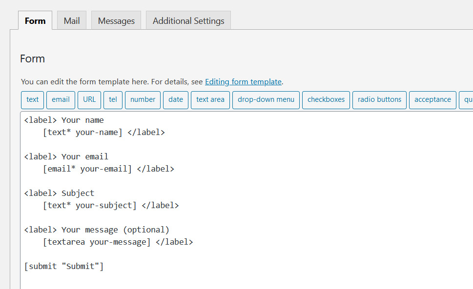 Contact Form 7 Default Values