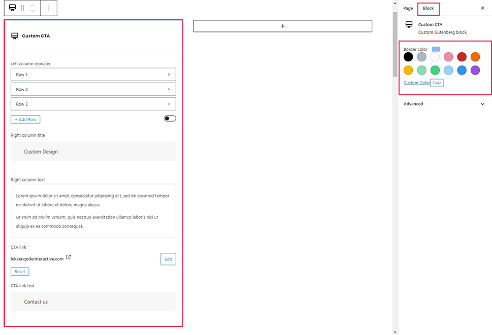 Custom CTA Options