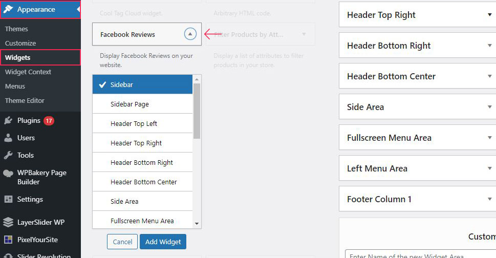 Managing Widgets