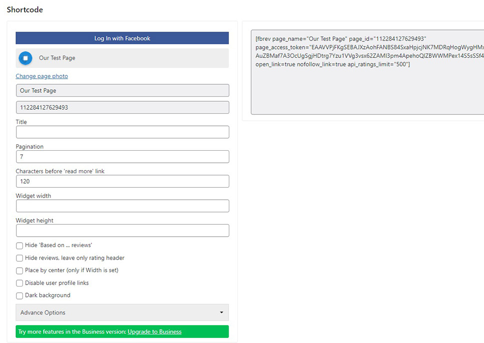 Shortcode Settings