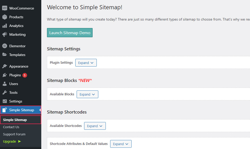 Simple Sitemap Page
