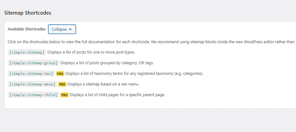 Sitemap Shortcodes