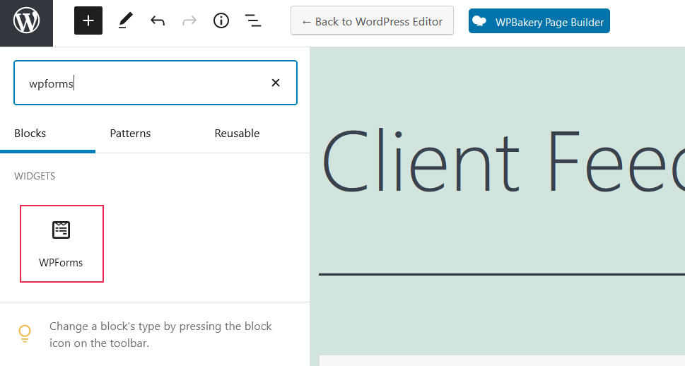 WPForms Gutenberg