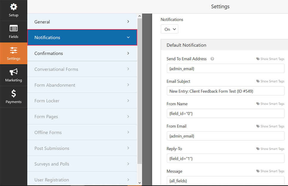 WPForms Notifications