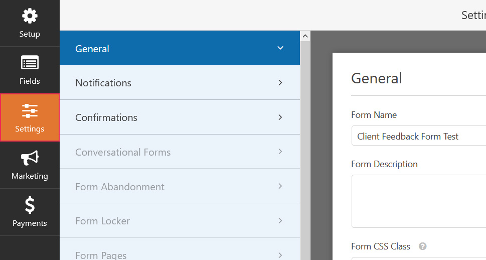 WPForms Settings