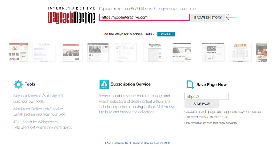 Wayback Machine Browse History