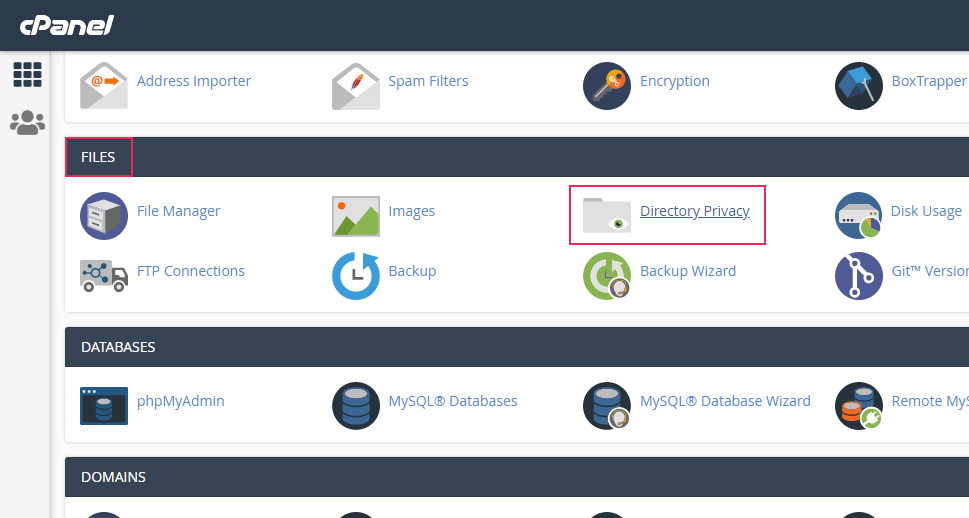cPanel Files Directory Privacy