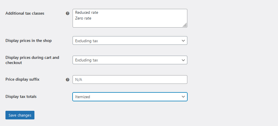 Additional Tax Classes