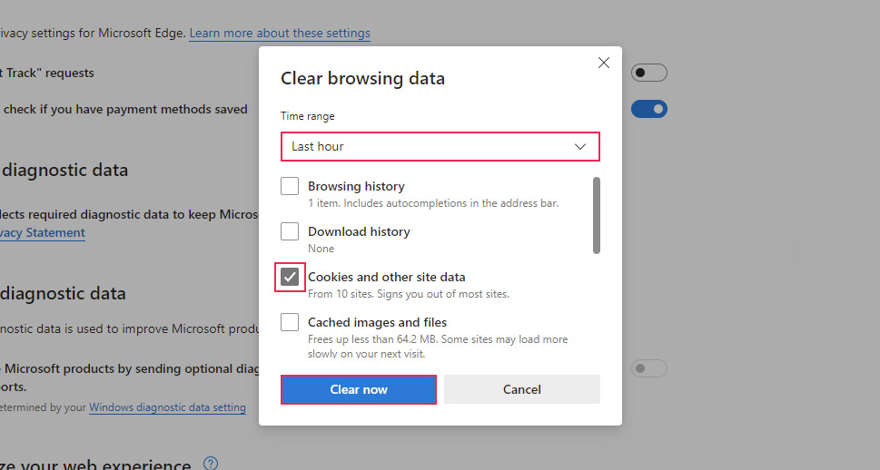 Edge Clear Browsing Data