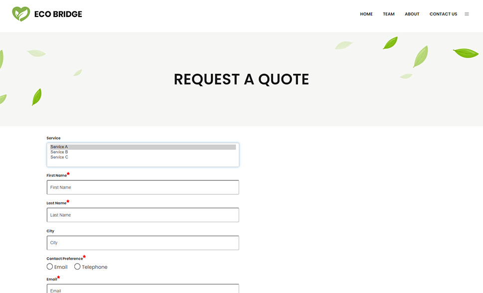 Request a Quote Live Preview