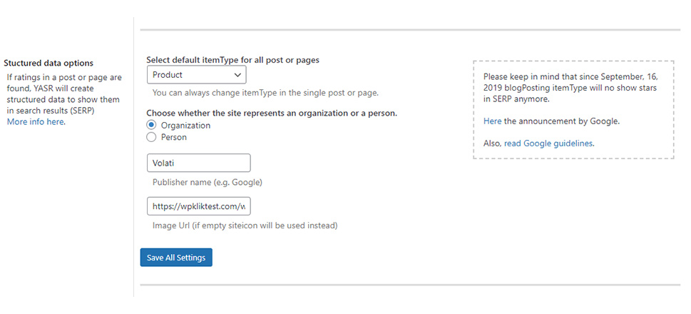 Structured Data Options