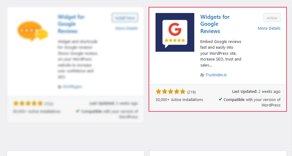 Widgets for Google Reviews