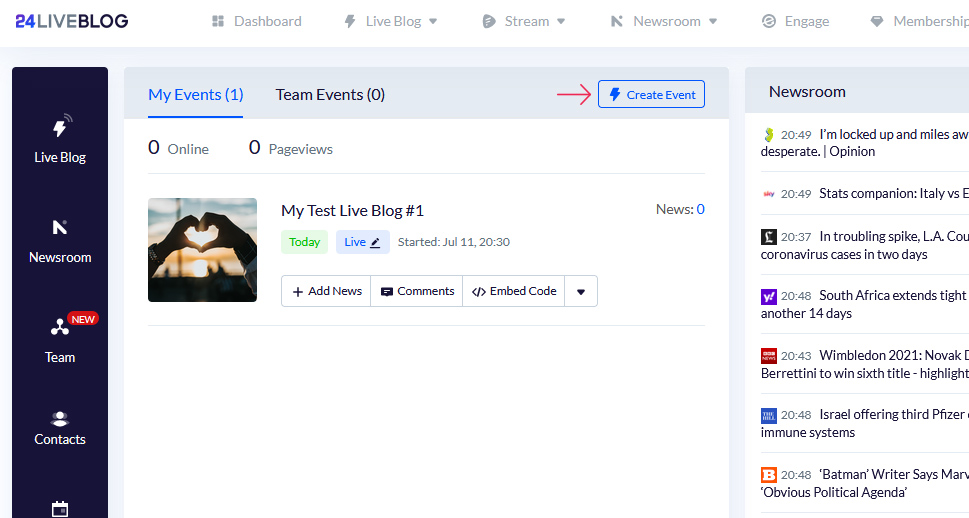 24liveblog Create Event