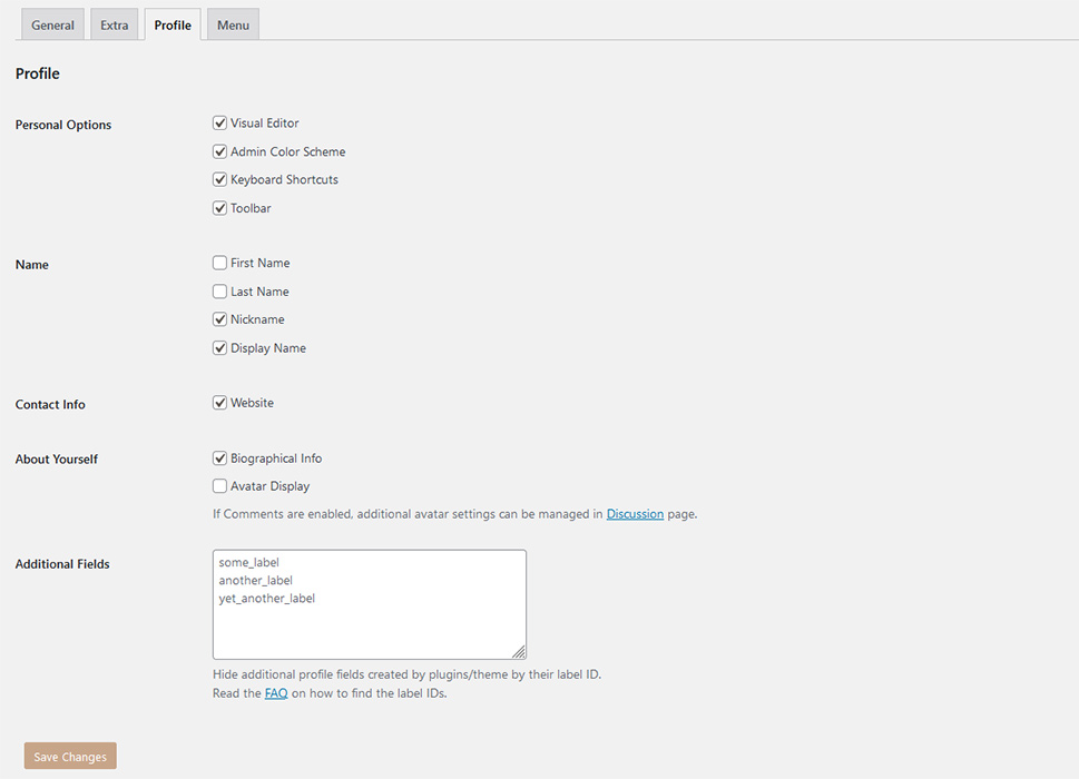 Blogging Settings Profile